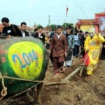Tái hiện "vua cày ruộng" trong lễ hội Tịch điền